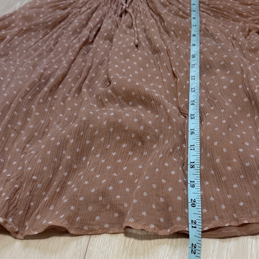 Frame Denim Blush Tan Polka Dot Peasant Long Sleeve Blouse - Picture 6 of 9